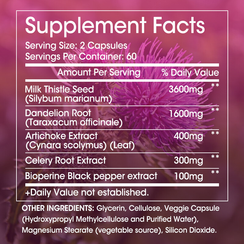 Liver Cleanse & Detox Support Supplement 6000mg Milk Thistle Extract