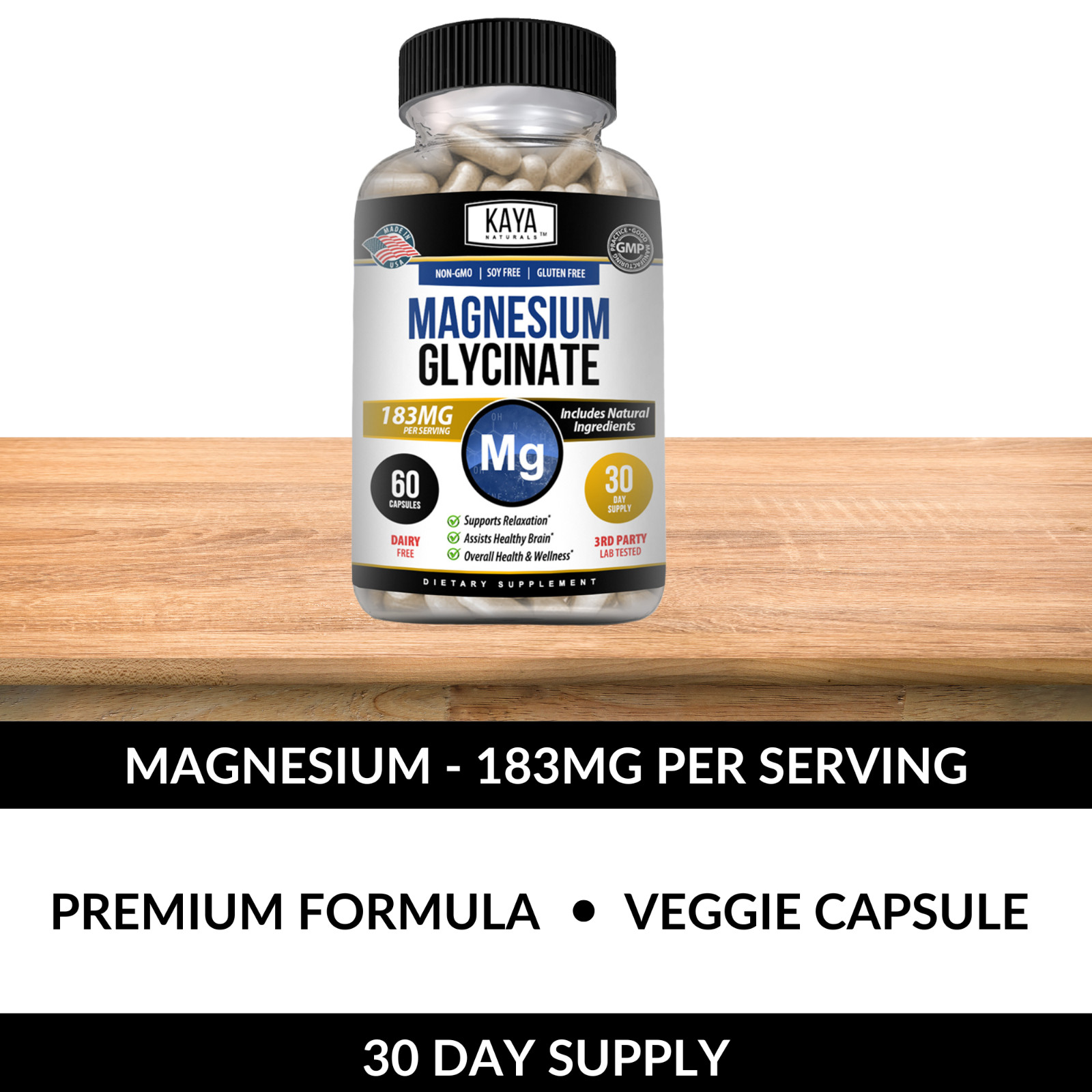 (2 Pack) Magnesium Glycinate RLS Sleep Aid, Anti Cramp, Joint & Bone Support
