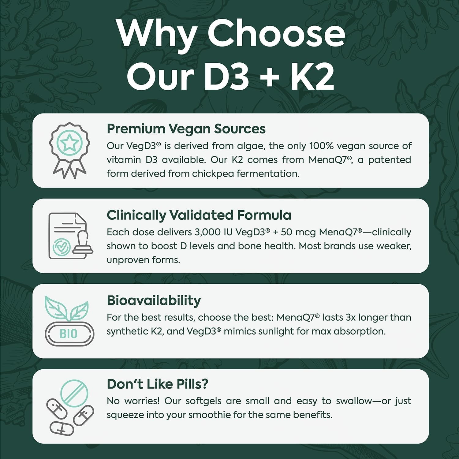 Better D3 + K2: 30 Softgels for Immunity, Mood & Calcium Balance – Formula
