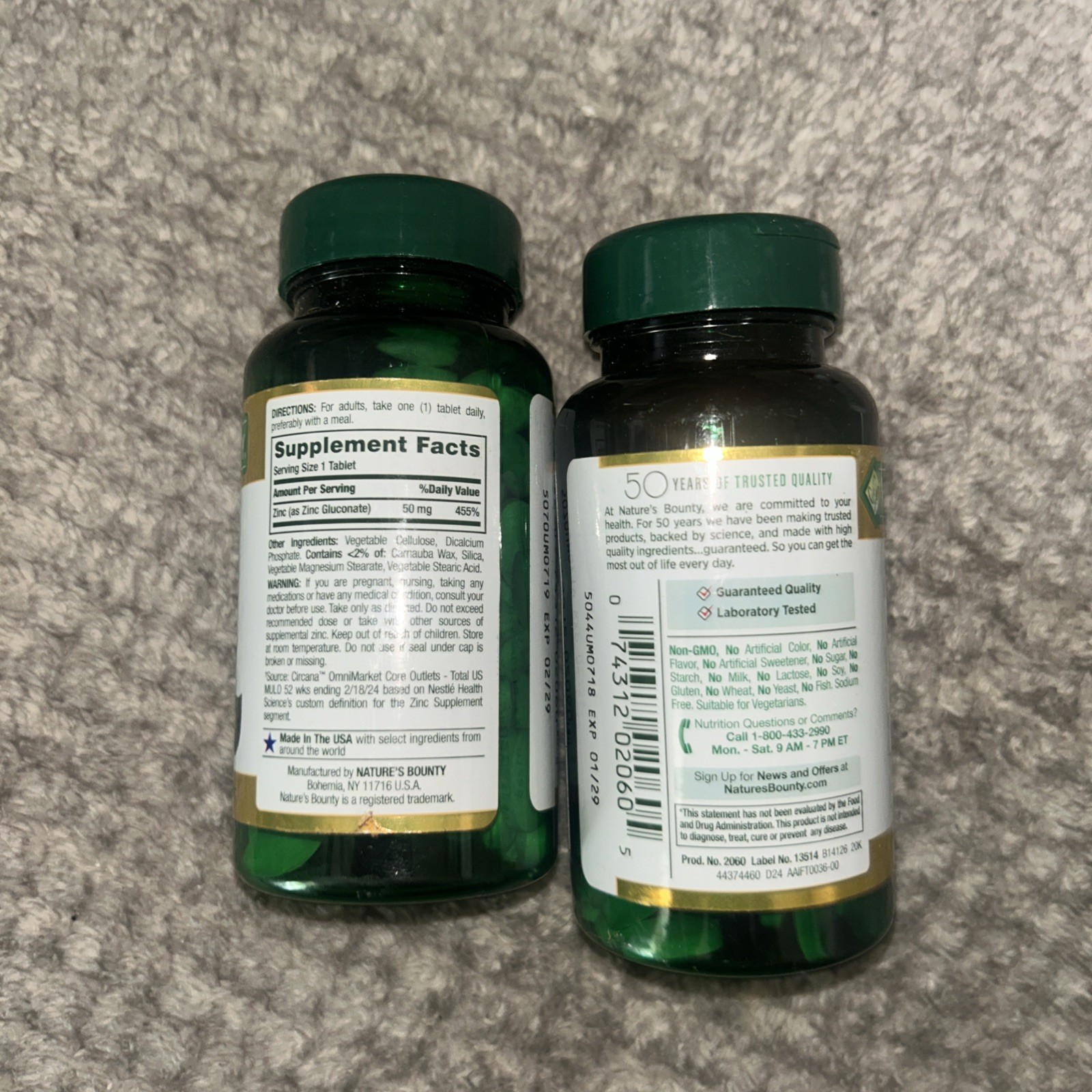 2 ~ Zinc Supports Immune System Function Dietary Supplement 50 mg Caplets 100 Ct