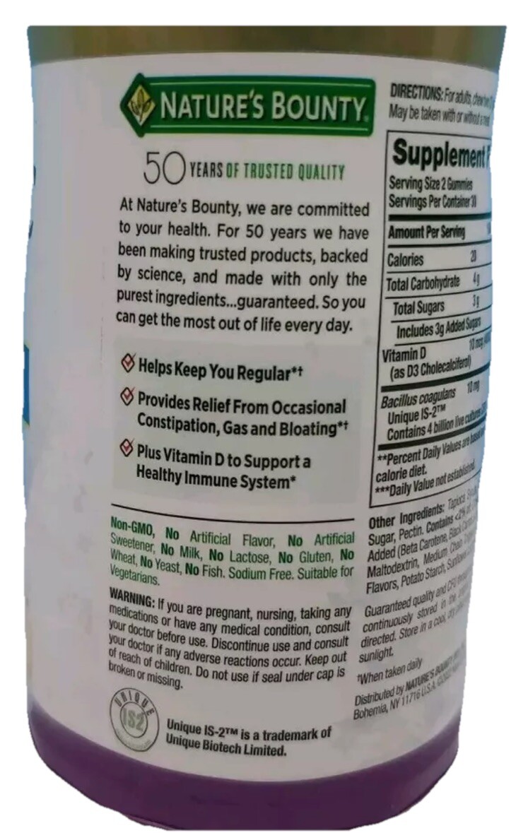 Nature’s Bounty Probiotic Gummies 2 Bottles 60 Gummies 60 Ct X 2 Exp 06/2025 New