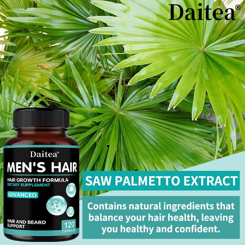 Hair Growth Vitamins For Men – Anti Hair Loss Capsules. Regrow Hair Beard Growth