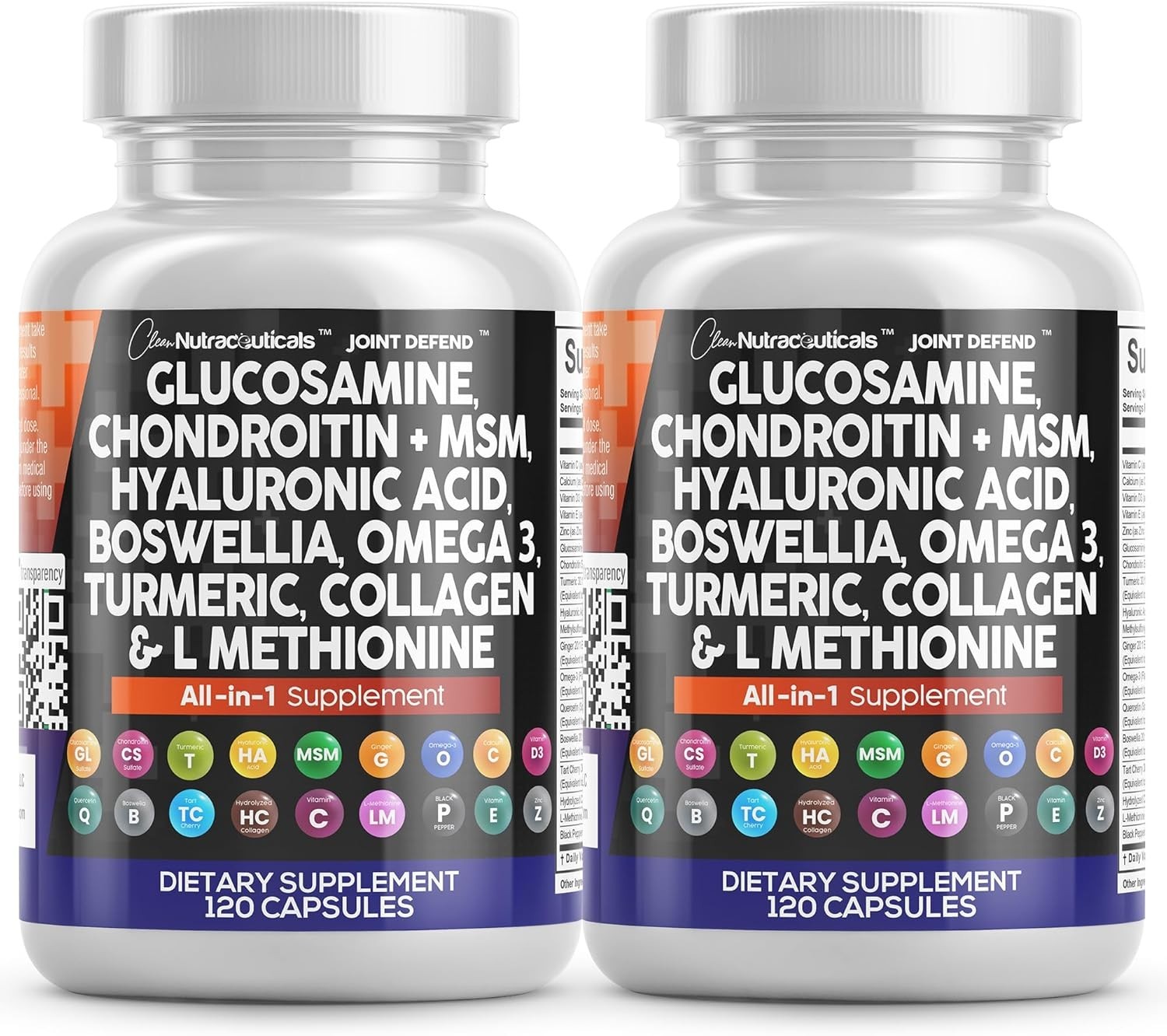 Clean Nutraceuticals Glucosamine Chondroitin MSM 1500mg with Turmeric 2 Pack!