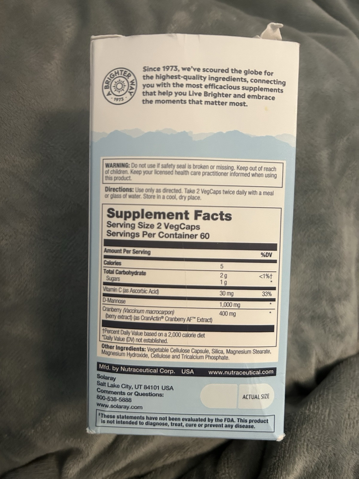 Solaray D-mannose 1000mg Urinary Tract Health Capsules – 120