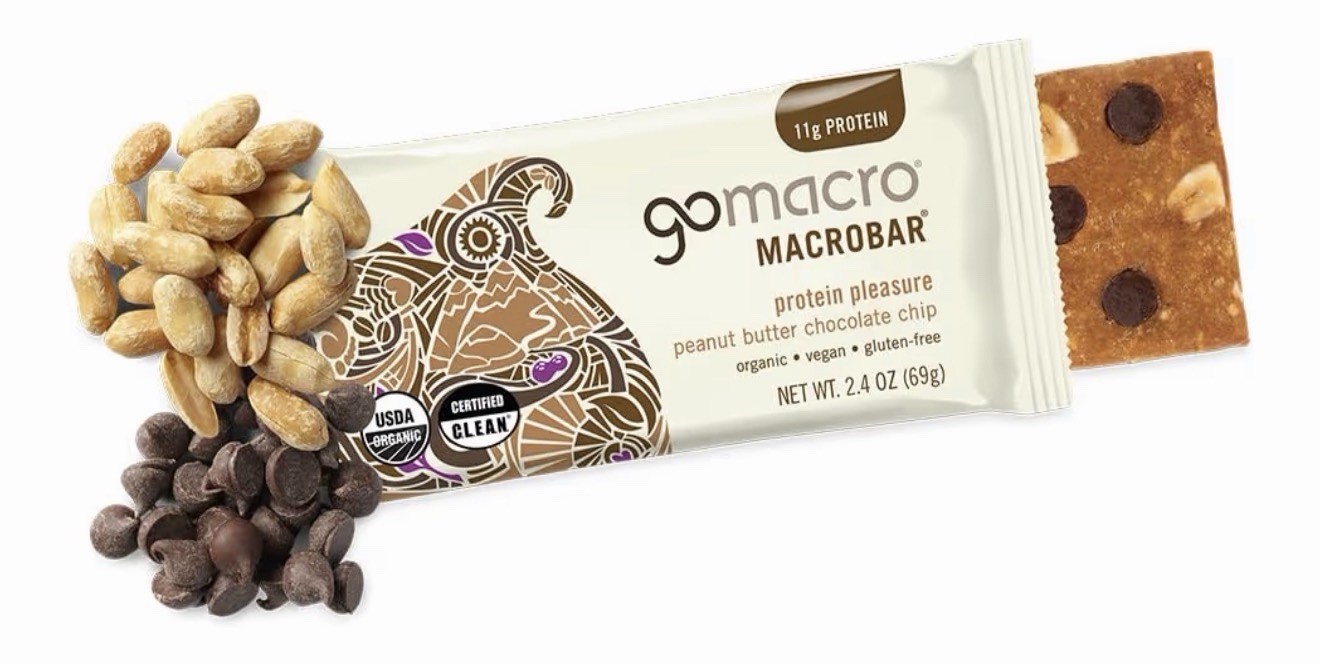 GoMacro Macrobar Peanut Butter Chocolate Chip Bars 11g Protein (2 Boxes= 24 Ct)
