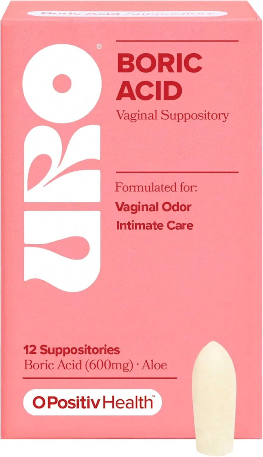 O Positiv URO Boric Acid Vaginal Suppository – with Boric Acid – 12 Ct
