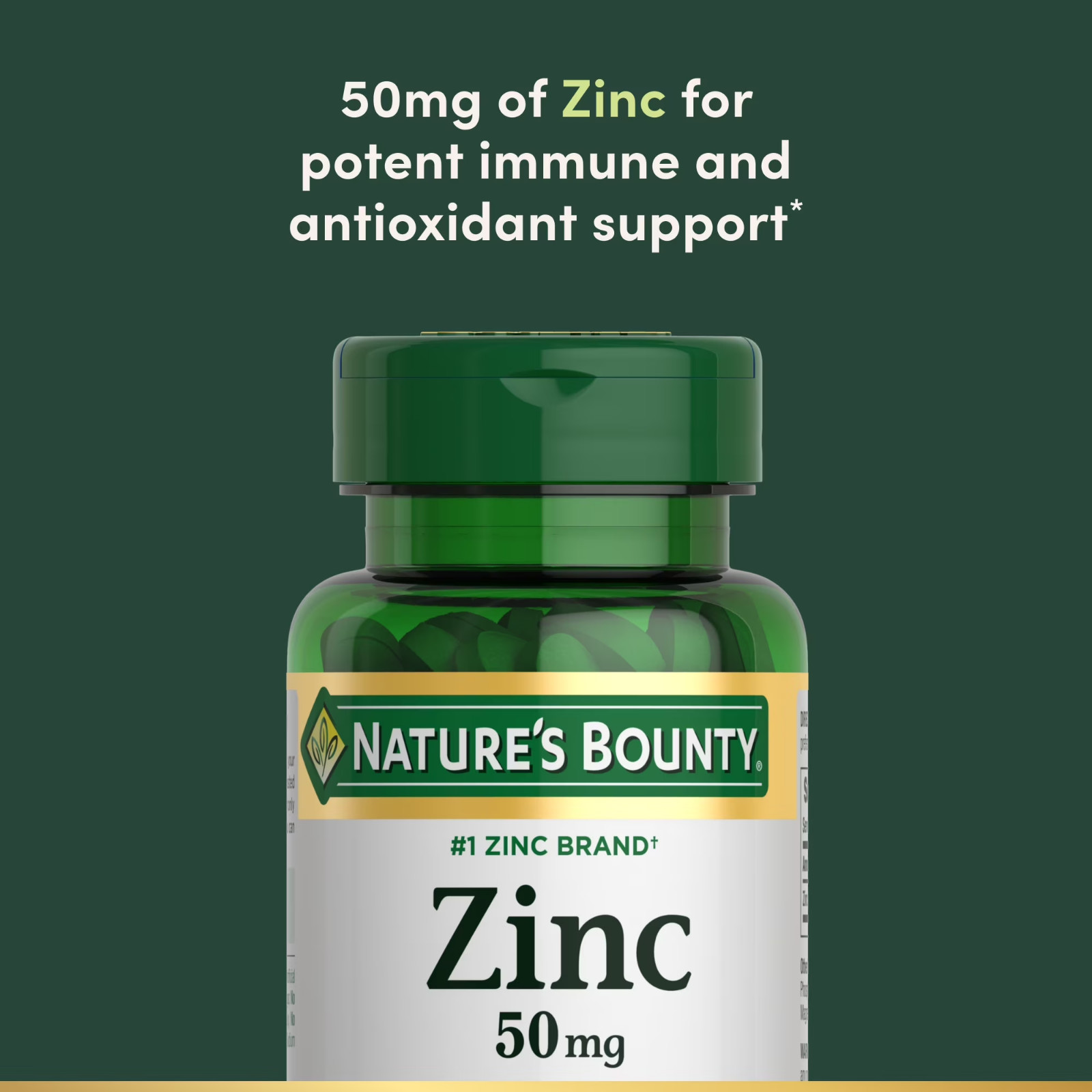 Nature’s Bounty Zinc Supports Immune Health 50mg 100 ct Caplets