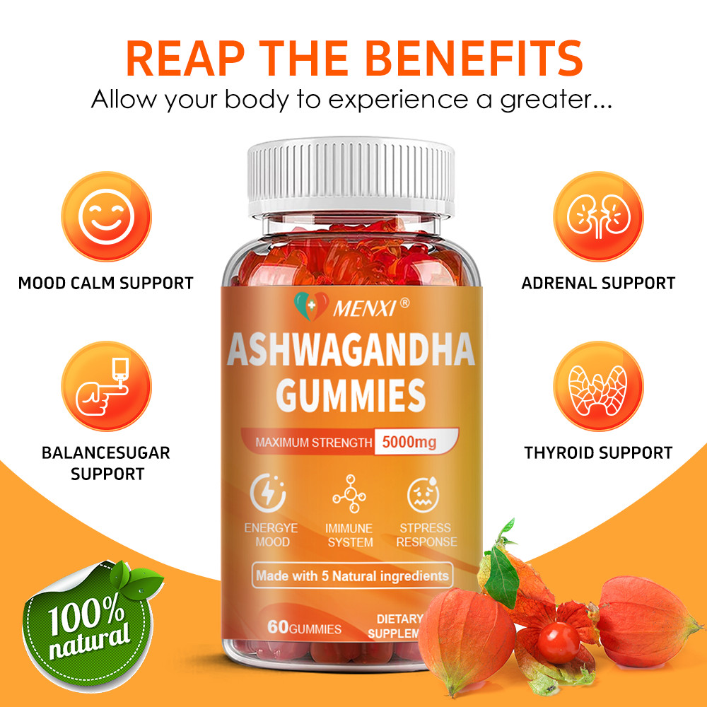 MENXI Ashwagandha Sensoril Gummies – Sleep Quality & Stress Defense 60PCS US