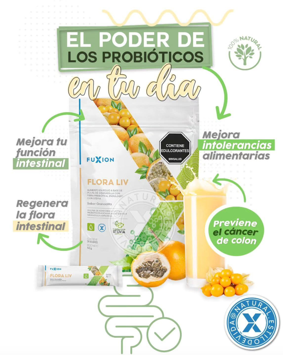 FuXion Flora Liv ,Probiotic Drink/ Probiotics for Women and Men /Gut Health