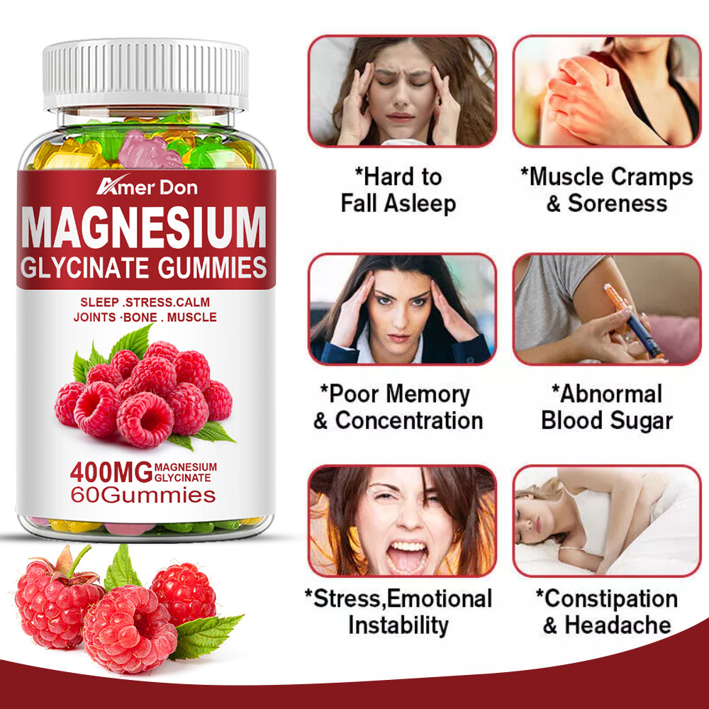 Magnesium Glycinate Gummies 600mg w/ Vitamin CoQ10+Vitamin D3+Vitamin B6