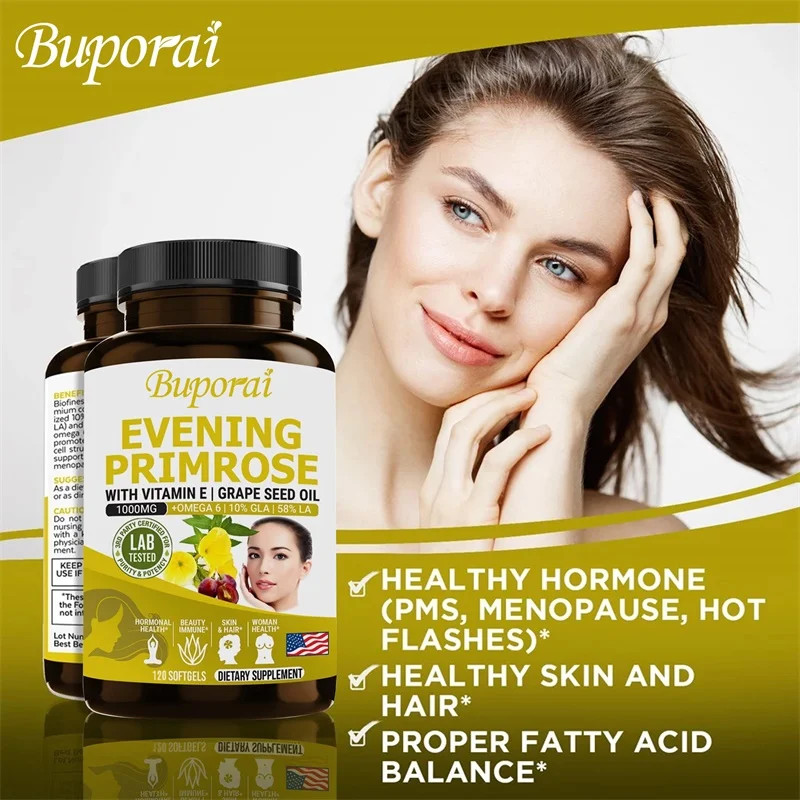 Evening Primrose Oil 120pcs,Healthy Skin, Balance Hormones, Reduce Menopause