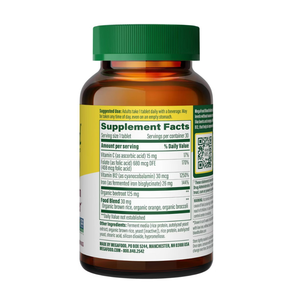 MegaFood Blood Builder Vegan Iron Supplement Tablet