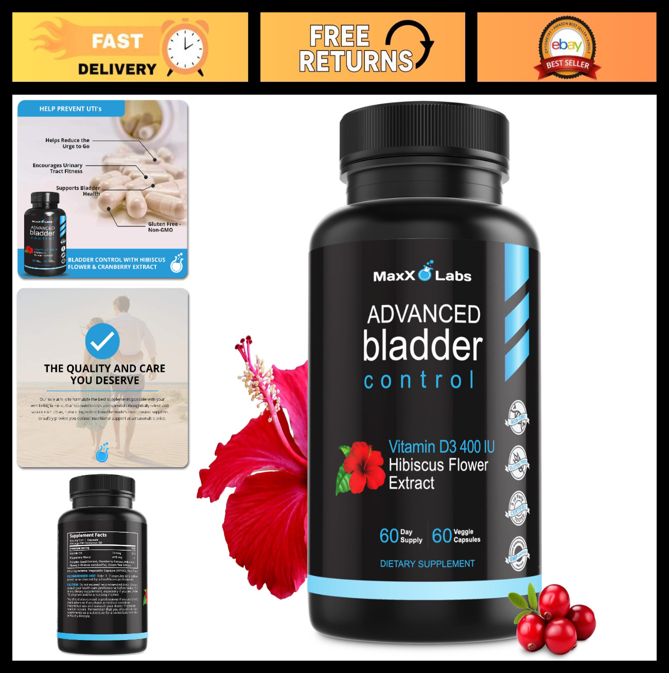 Bladder Control Supplements for Men & Women – Supports Urinary Health, 60 Ct