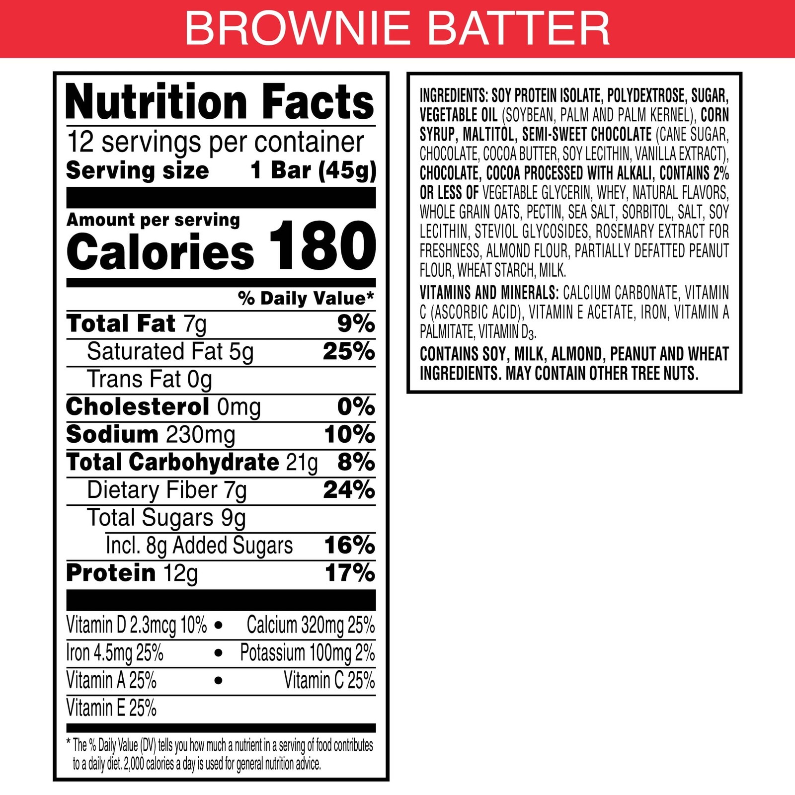 Chewy Protein Meal Bars with 12g Protein, Brownie Batter Flavor, 19 oz Total (12