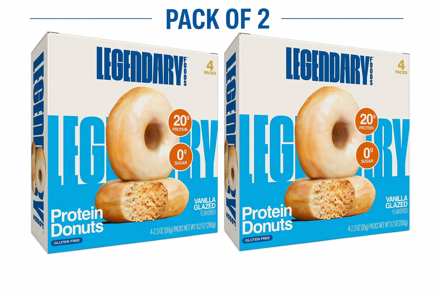Legendary Foods Protein Donuts Vanilla Glazed 9.2oz 4 Pk 2 Boxes
