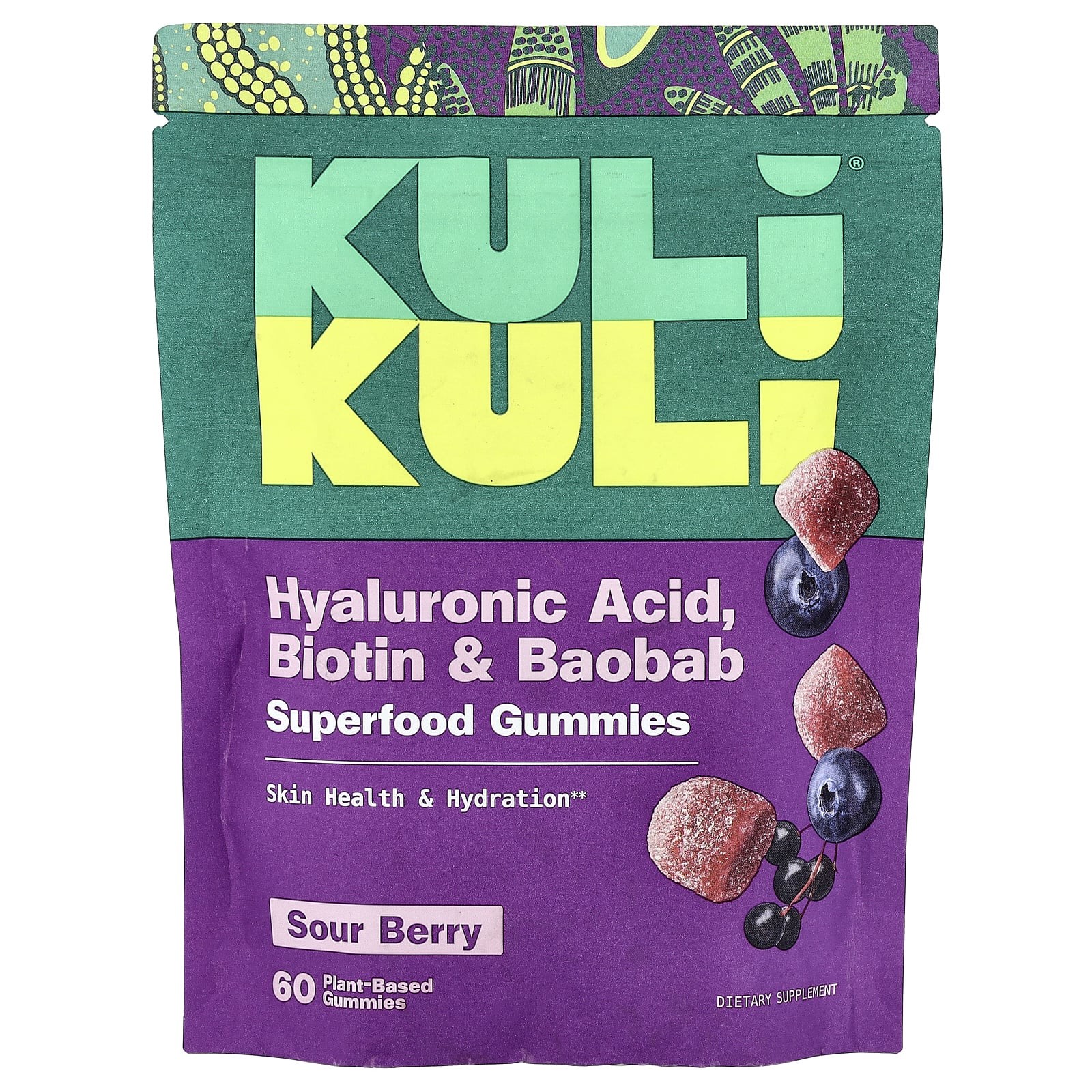2 X Kuli Kuli, Superfood Gummies, Sour Berry, 60 Plant-Based Gummies