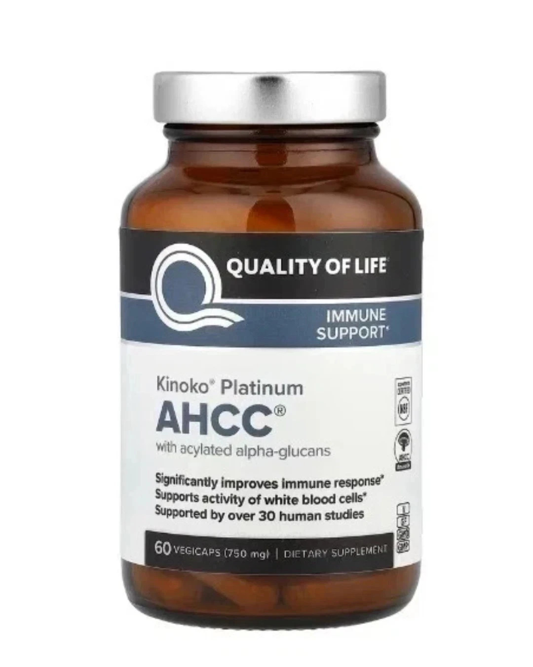 Quality of Life Labs, Kinoko Platinum AHCC, Immune Support, 750 mg, 60 capsules