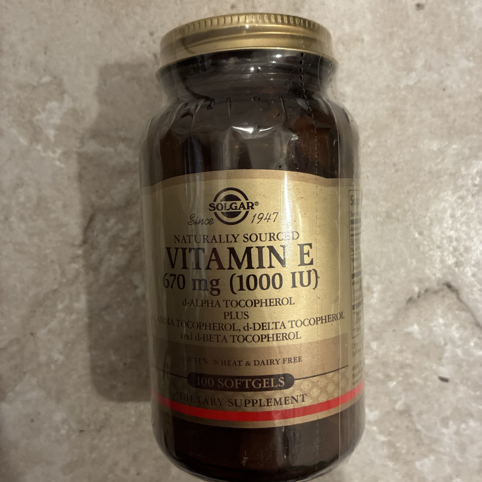 Solgar Vitamin E 670 mg 1000 IU Naturally Sourced 100 Softgels *EXP 01/2028*