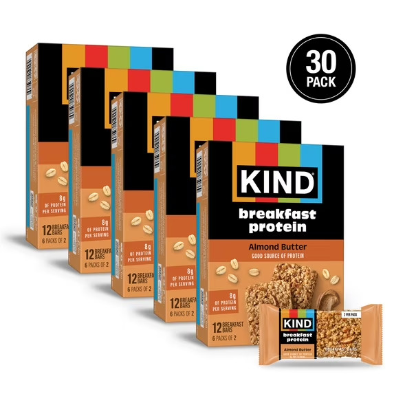 (5 pack) KIND Breakfast Protein Bars, Almond Butter, 1.76 oz, 6 Count