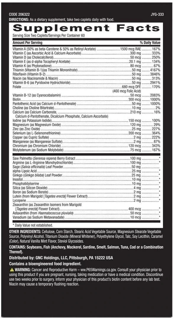 2 – Pack GNC Mega Men 50 Plus Multivitamin for Men, Gluten Free, 240 Count