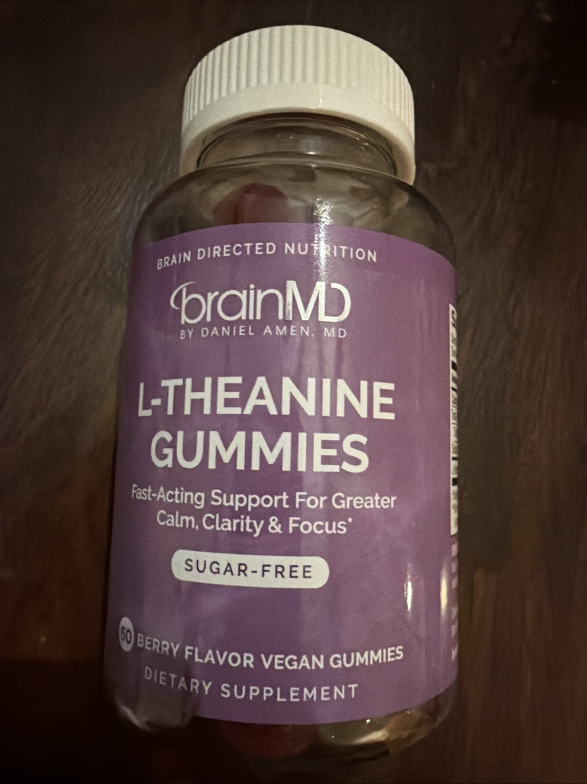 BRAIN MD – L- THEANINE GUMMIES – SUGAR-FREE BERRY FLAVOR – 60 GUMMIES