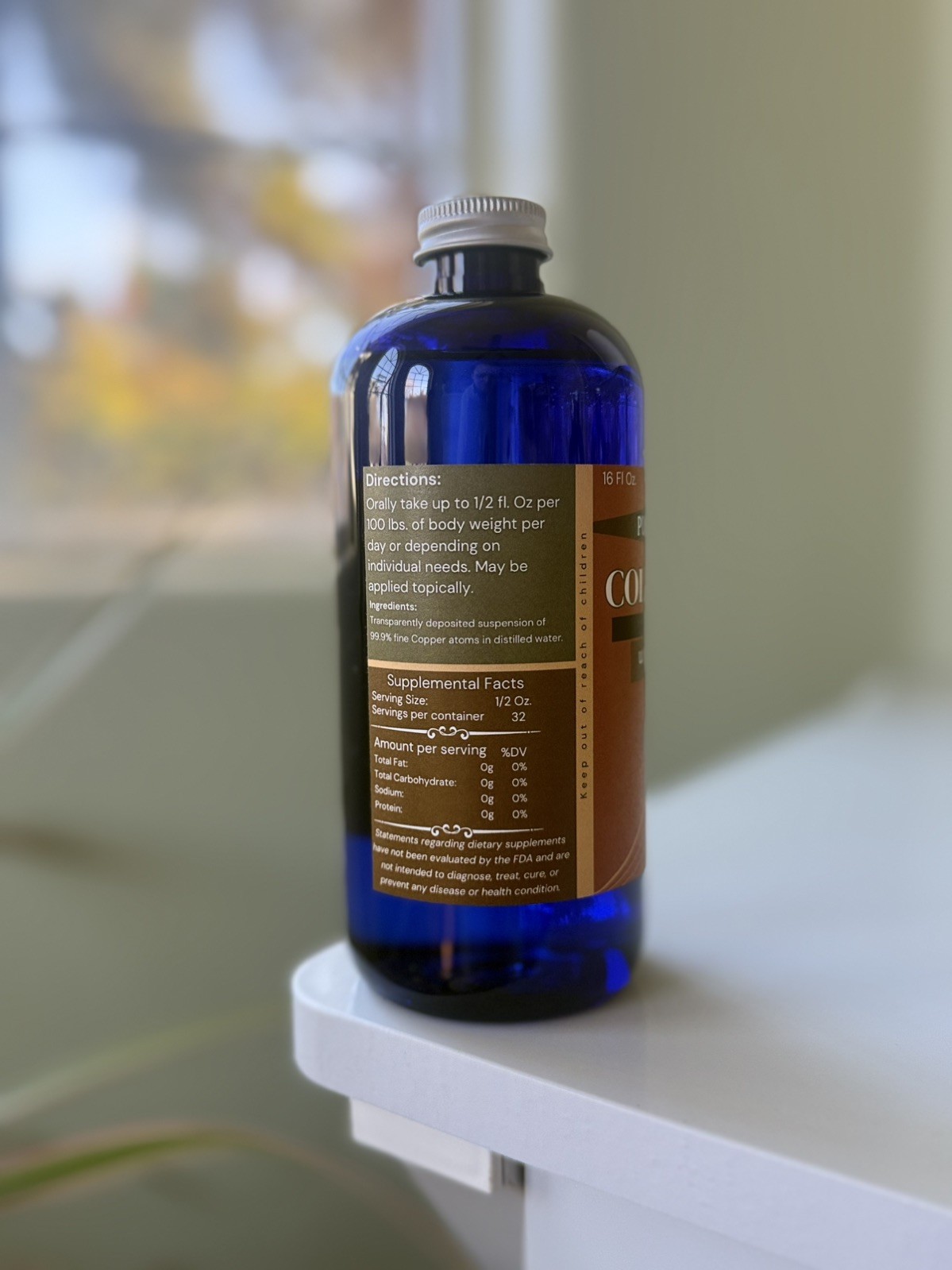 Colloidal Copper- Ultra Concentrated & Laser Tested- 240 PPM 16 Oz.