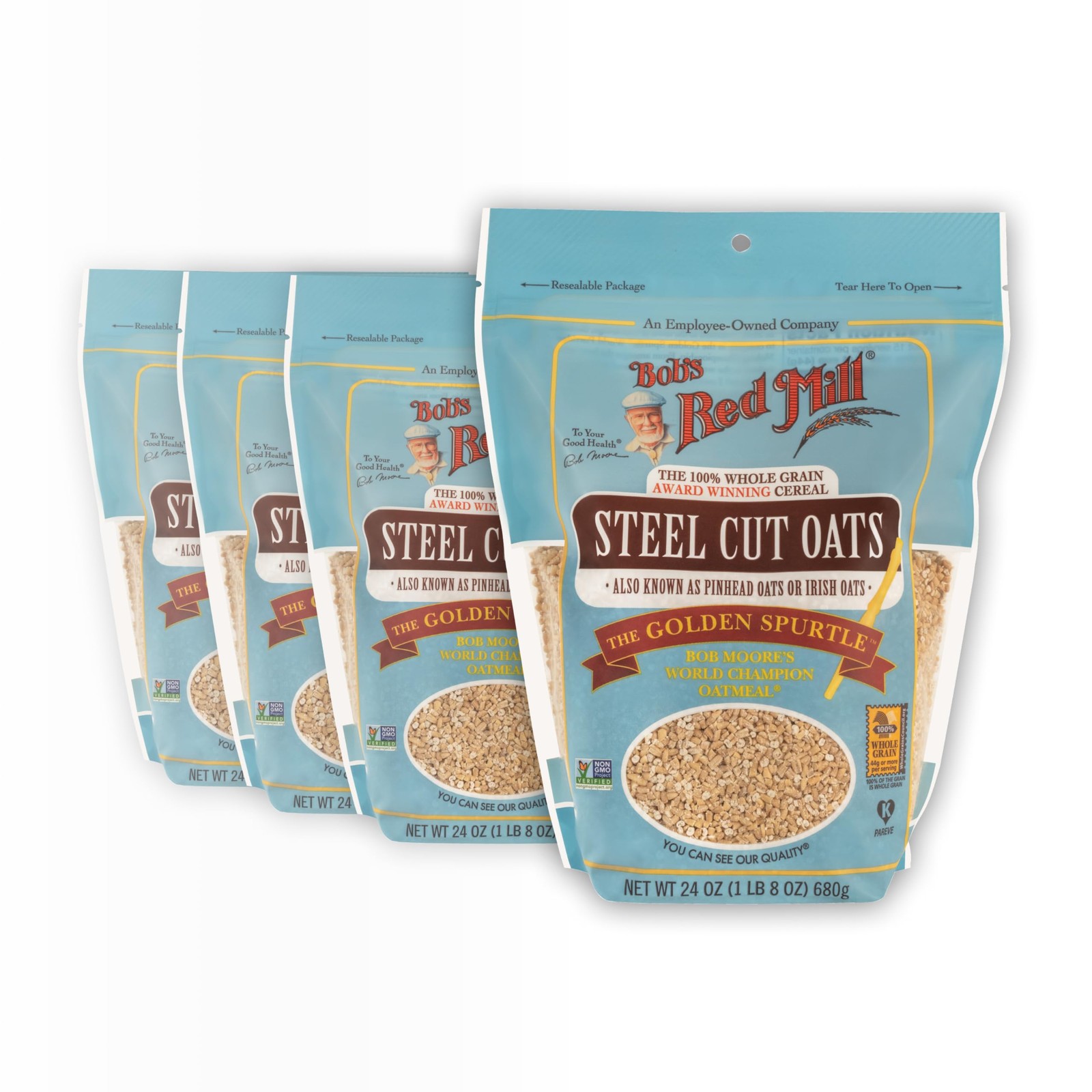 Bob’s Red Mill Steel Cut Oats, 24oz (Pack of 4) – 24 Ounce 4), Beige
