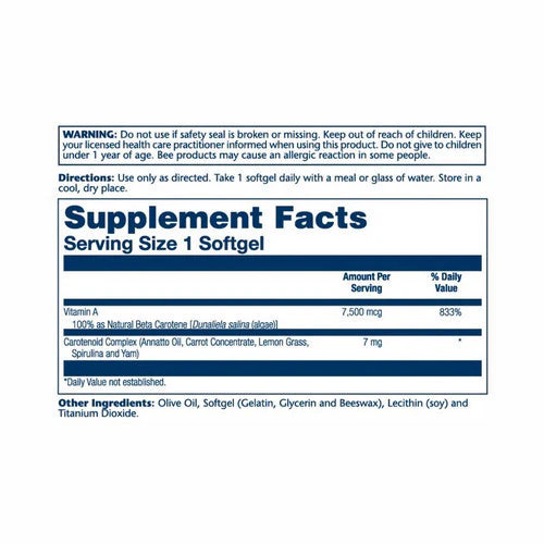 Food Carotene 100 Softgels 25;000 IU by Solaray