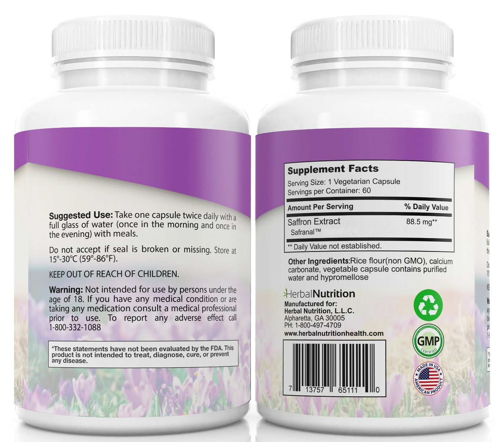 Saffron Extract Supplement for Weight Loss, Eye Health Supplement 88.5mg BOGO!