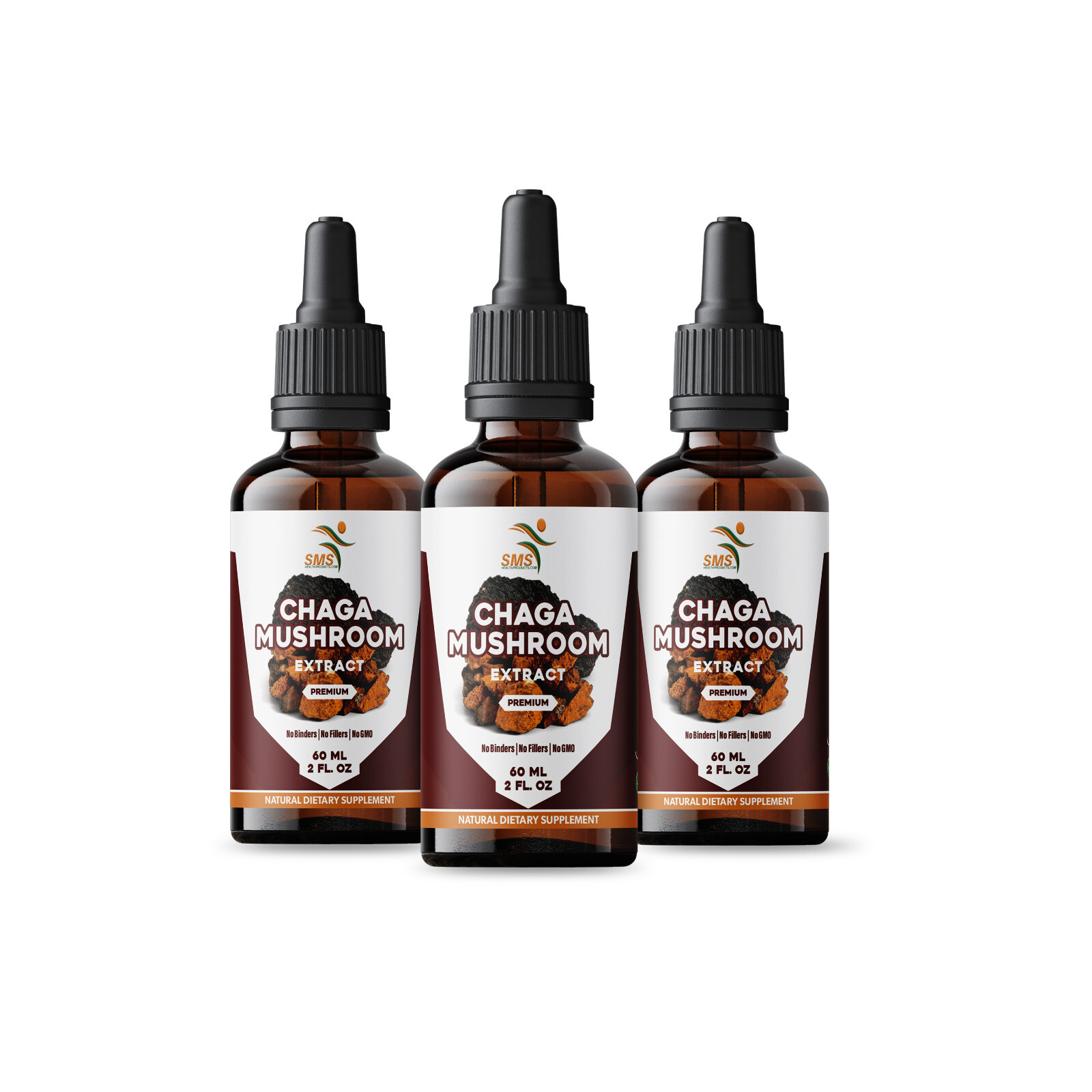 Chaga Mushroom Extract Organic Non GMO Tincture Liquid Herbal Drops 2 Fl Oz