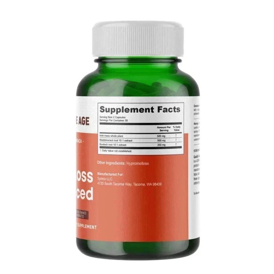 INFINITE AGE Sea Moss Advanced 1250mg Superfood, High-Potency, Vegan 60 Capsule