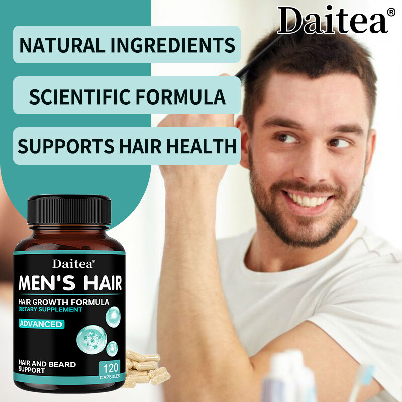 Hair Growth Vitamins For Men – Anti Hair Loss Capsules. Regrow Hair Beard Growth