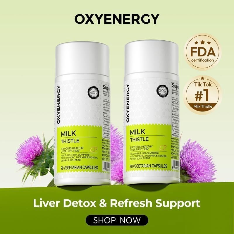 Milk Thistle Liver Detox Supplement – 300mg Silymarin*-OXYENERGY – 90 Veg Capsu