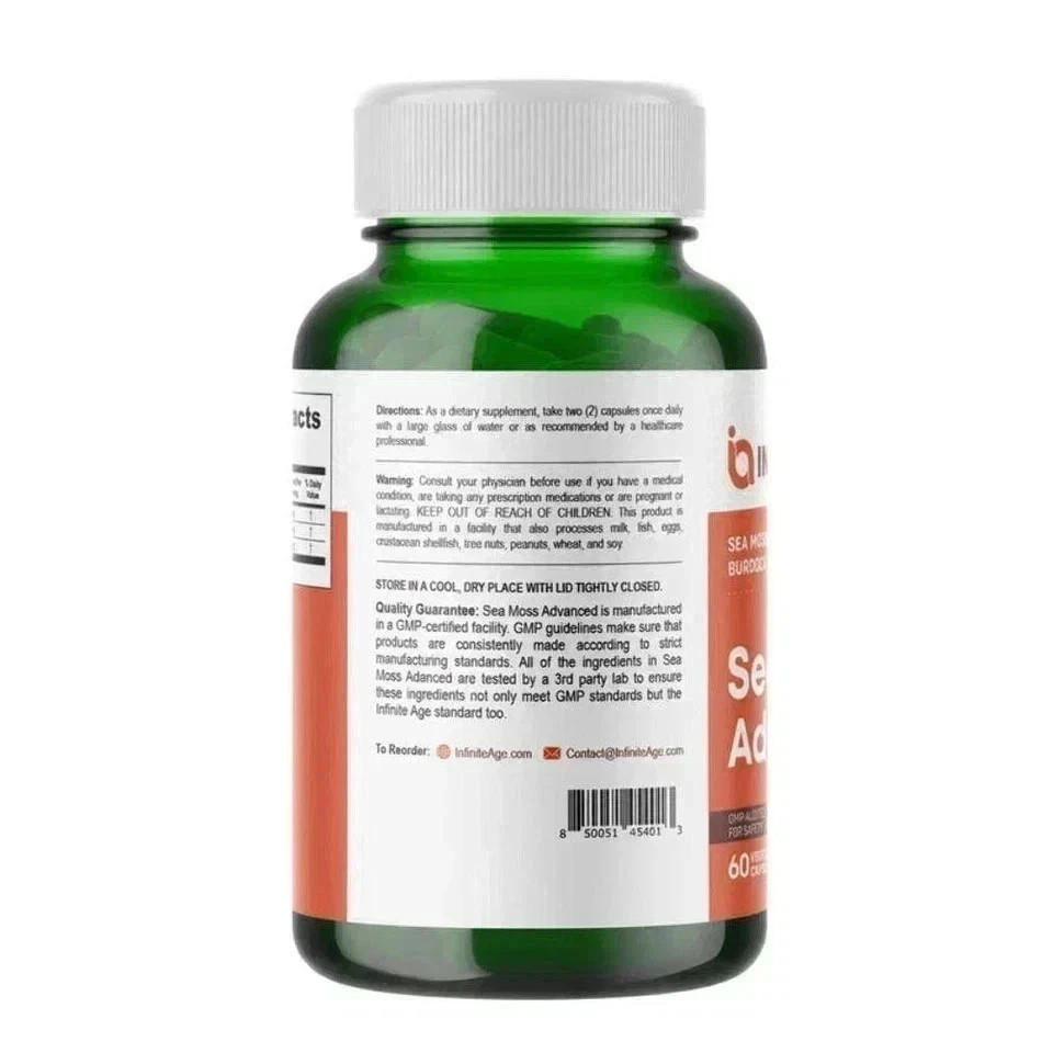 3 Pack INFINITE AGE Sea Advanced Moss 60 Superfood, High-Potency 1250mg Capsule