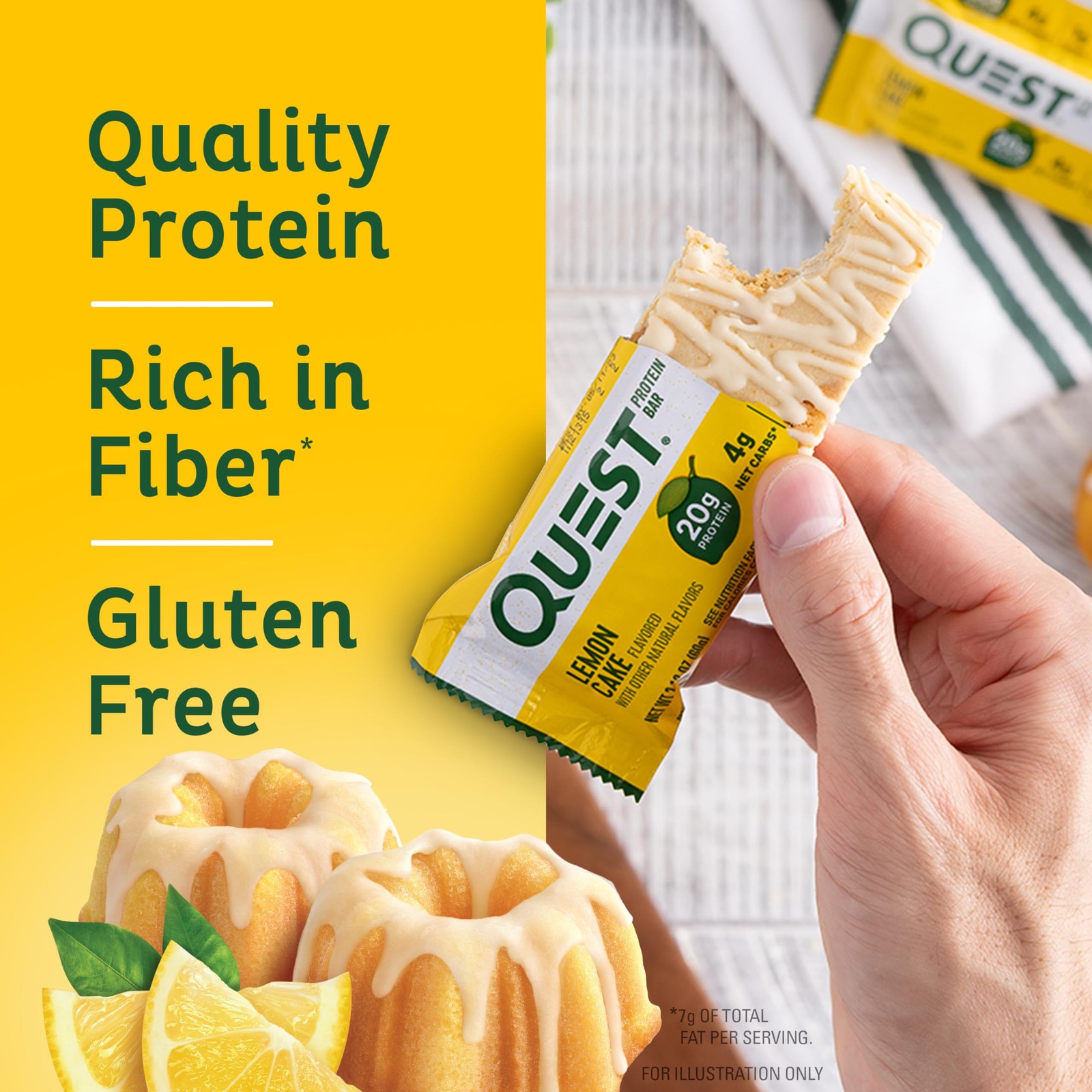 Quest Nutrition Lemon Cake Protein Bars 20g Protein Low Carb Gluten Free Keto