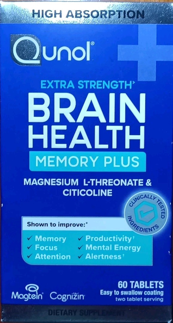 LOT 3 QUNOL EXTRA STRENGTH BRAIN HEALTH MEMORY PLUS SUPPLEMENT 60 X3 180 TABS!!