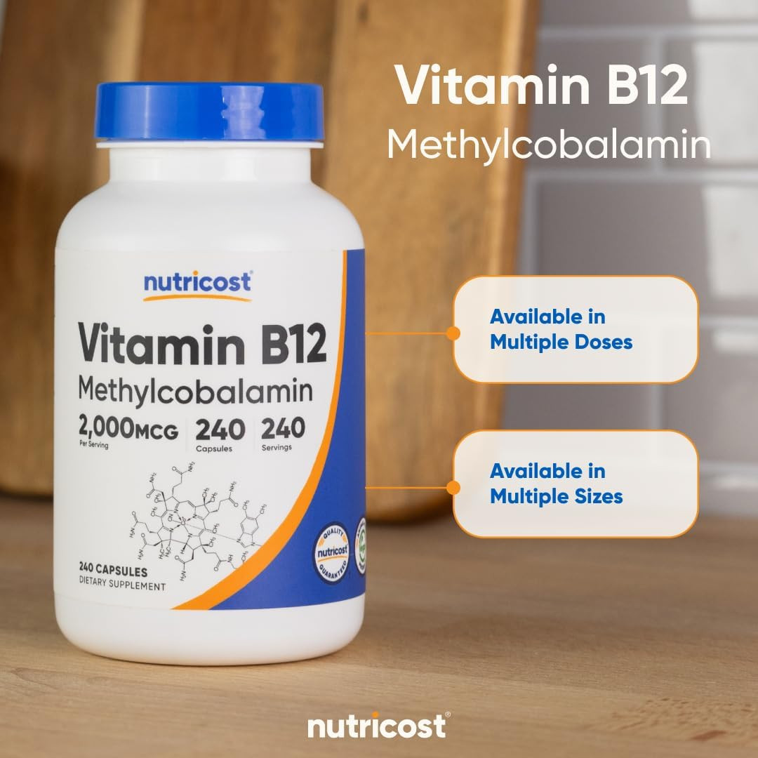Vitamin B12 (Methylcobalamin) 2000Mcg, 240 Capsules – Vegetarian Caps, Non-Gmo,