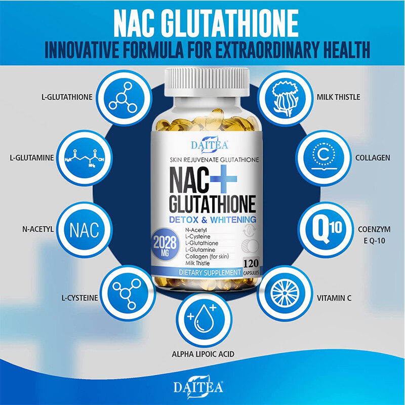 Nac+Glutathione Detoxification and Whitening 30 To 120 Capsules