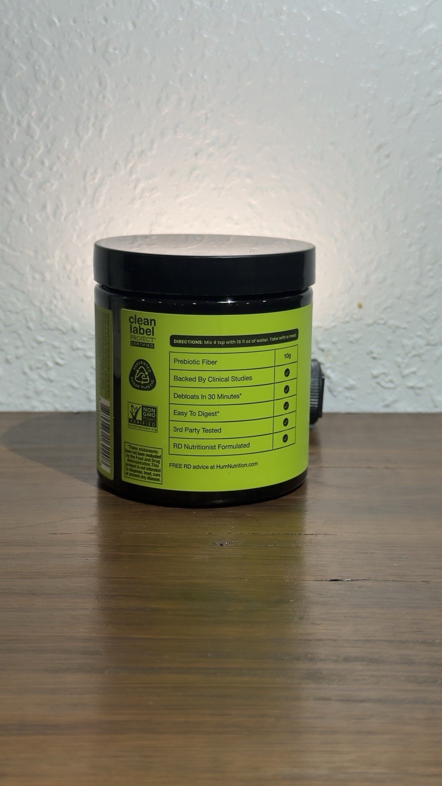 HUM Flatter Me Fiber Booster Powder Strawberry Lemon 4 oz Non-GMO Vegan