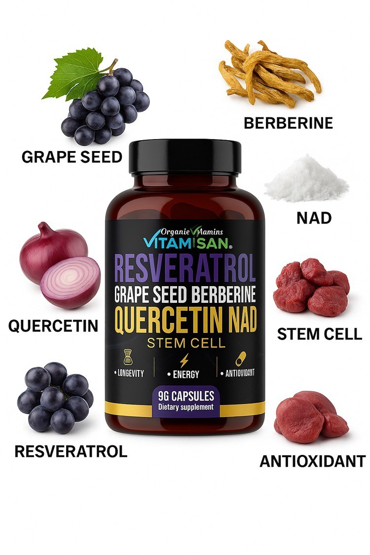 Resveratrol Quercetin NAD Grape Seed Berberine Stem Cell Energy Antioxidant 90