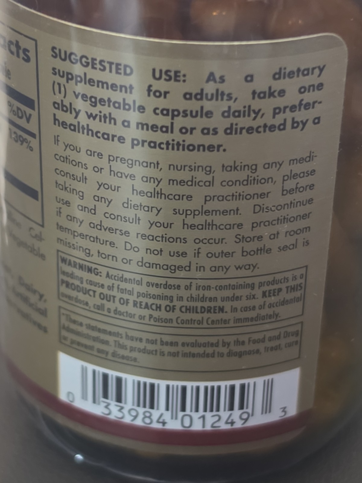 Solgar Gentle Iron Vegetable Capsules – 25mg – 180 Count – Ex: 8/27