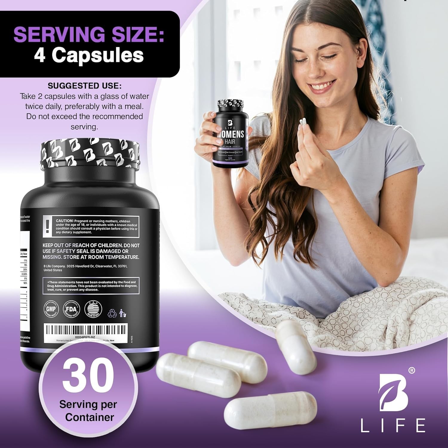 TWO PACK- Womens Hair Growth Supplement – Biotin Hair Vitamin Complex (60 days)