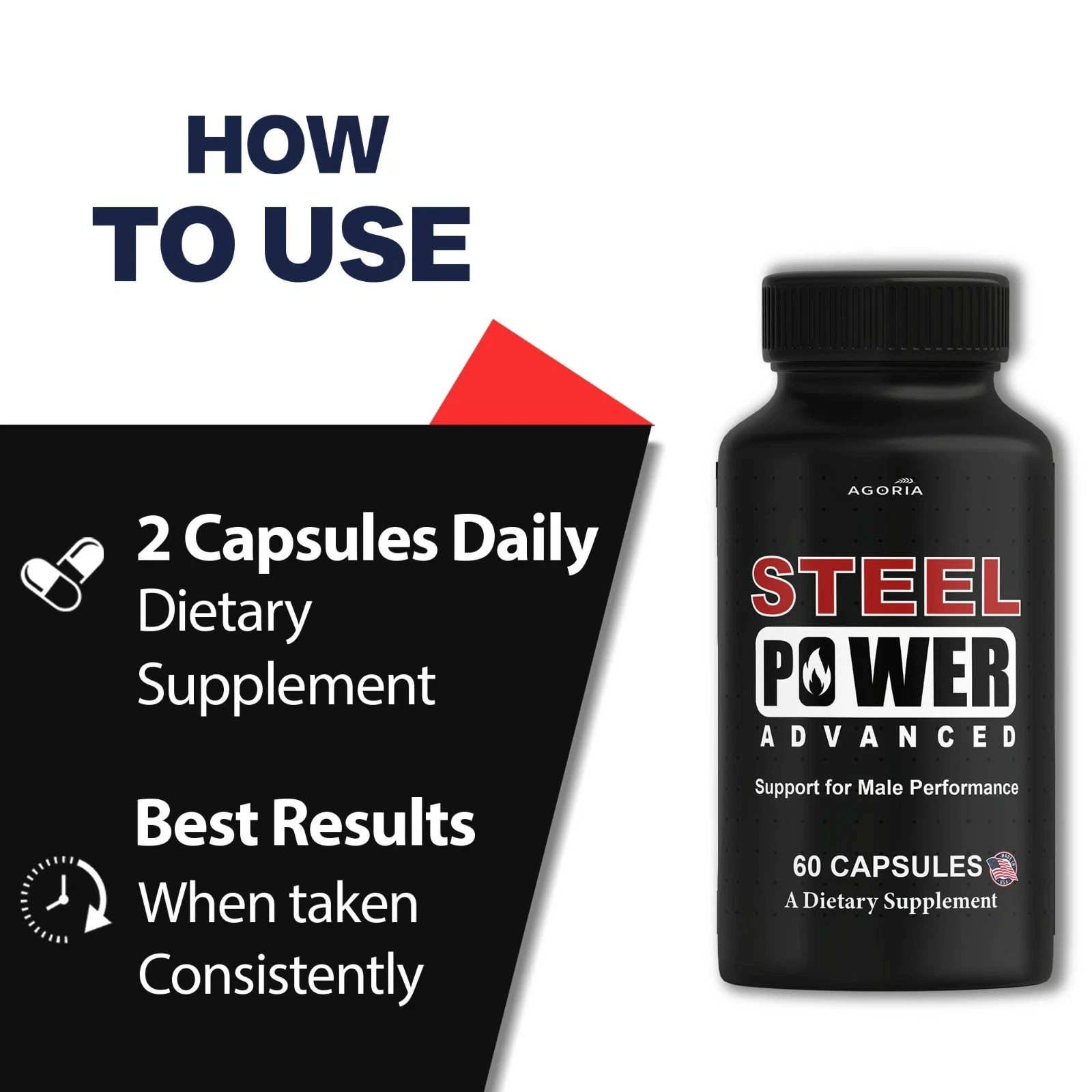 Steel Power Pills for Men Performance, SteelPower Supplement Capsules 1 Pack