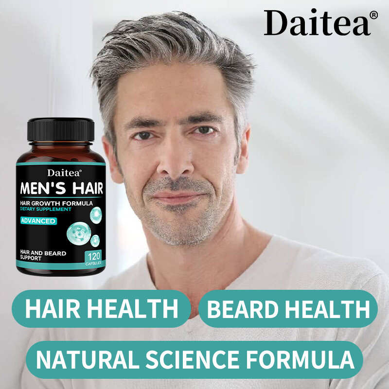 Hair Growth Vitamins For Men – Anti Hair Loss Capsules. Regrow Hair Beard Growth