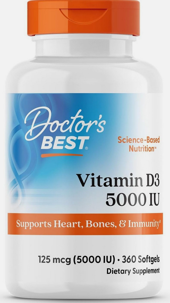 Doctor’s Best Vitamin D3 5000 IU 125 mcg 360 Softgels Exp 06/2027