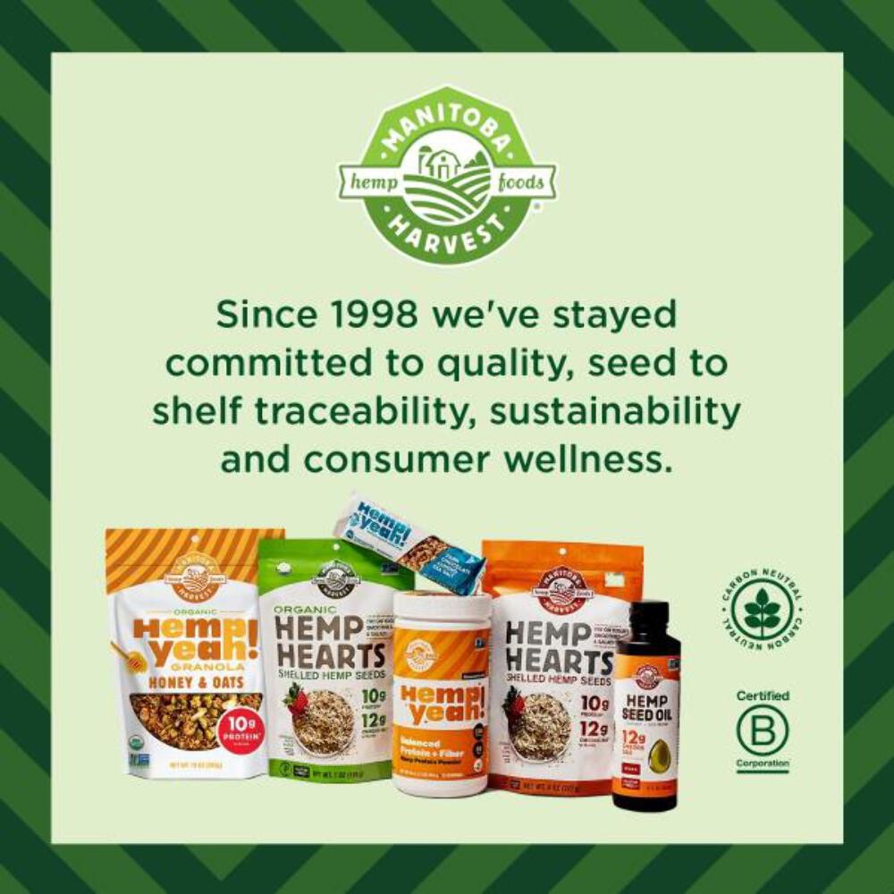Manitoba Harvest Organic Hemp Seeds, 7oz, 10g Plant Based Protein and 12g Omega