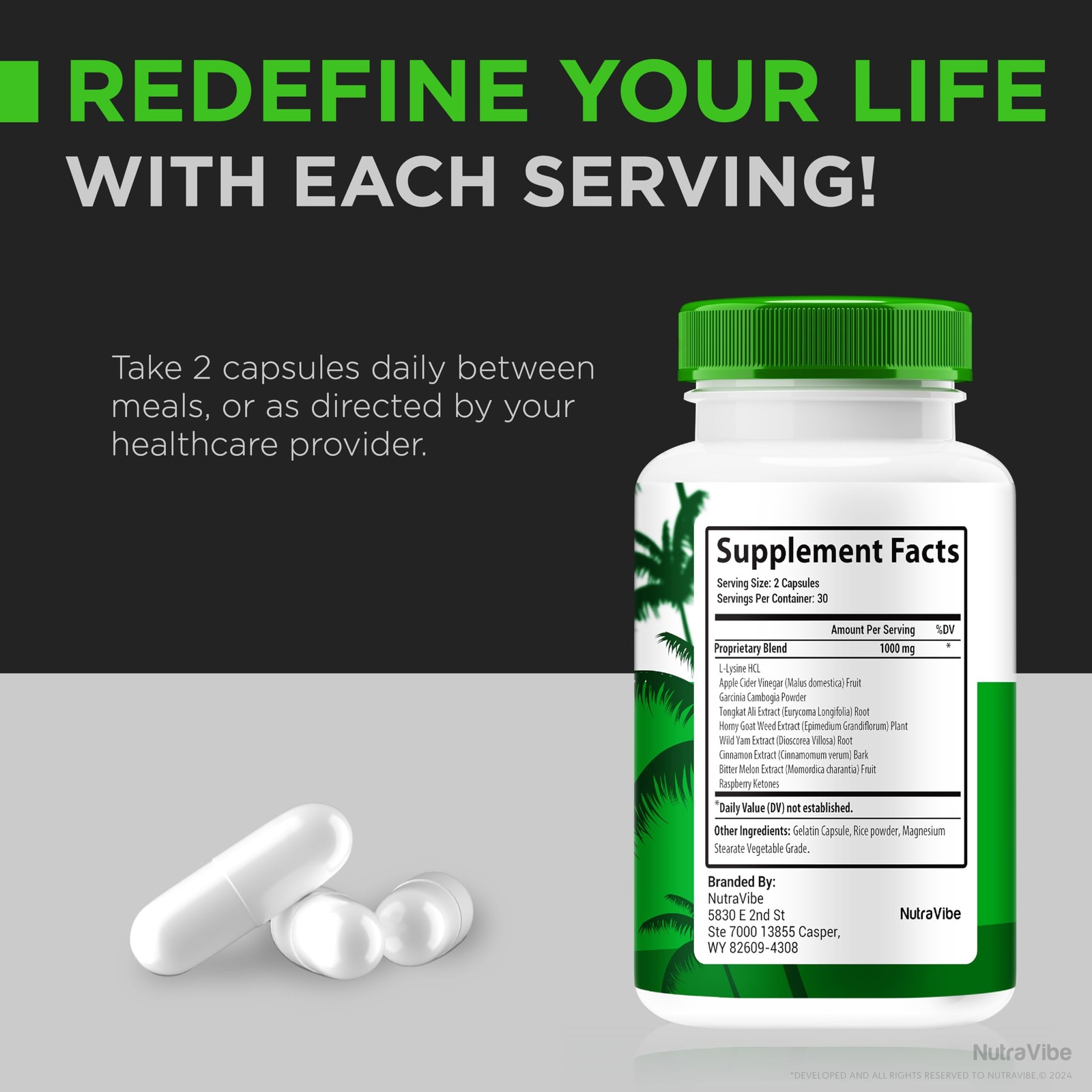 NutraVibe (3 Pack) Tropical Rise, Official Rise 60 Count (Pack of 3)