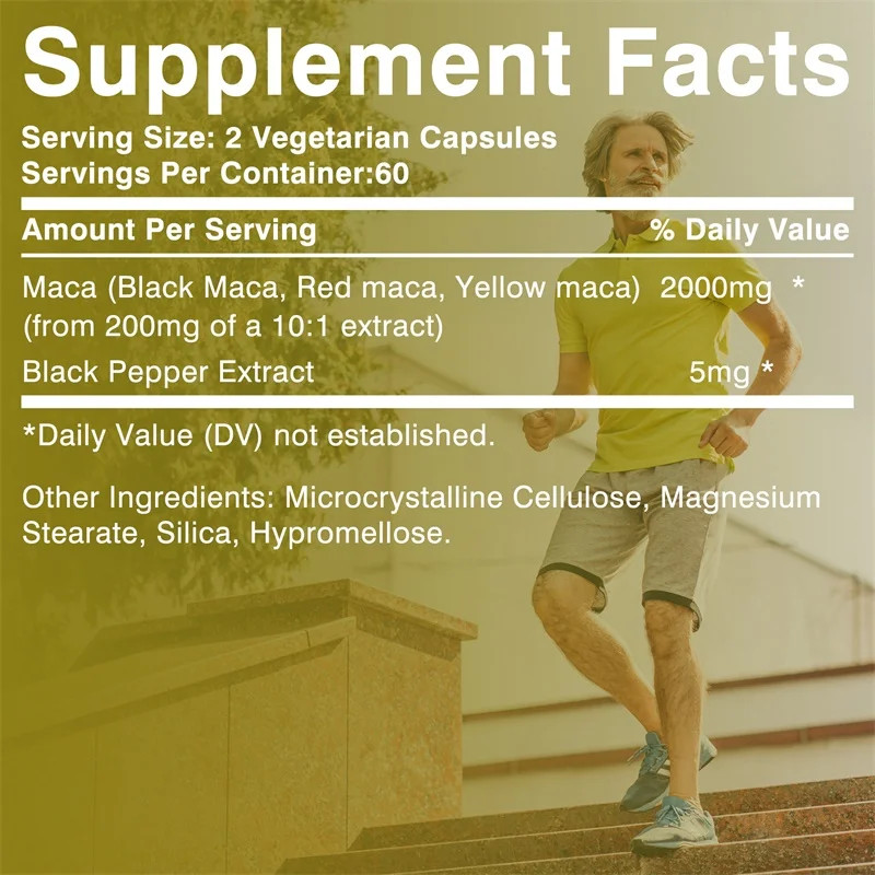 Maca Root 120pcs,Builds Muscle and Strength, Regulate Mood, Balances Hormones