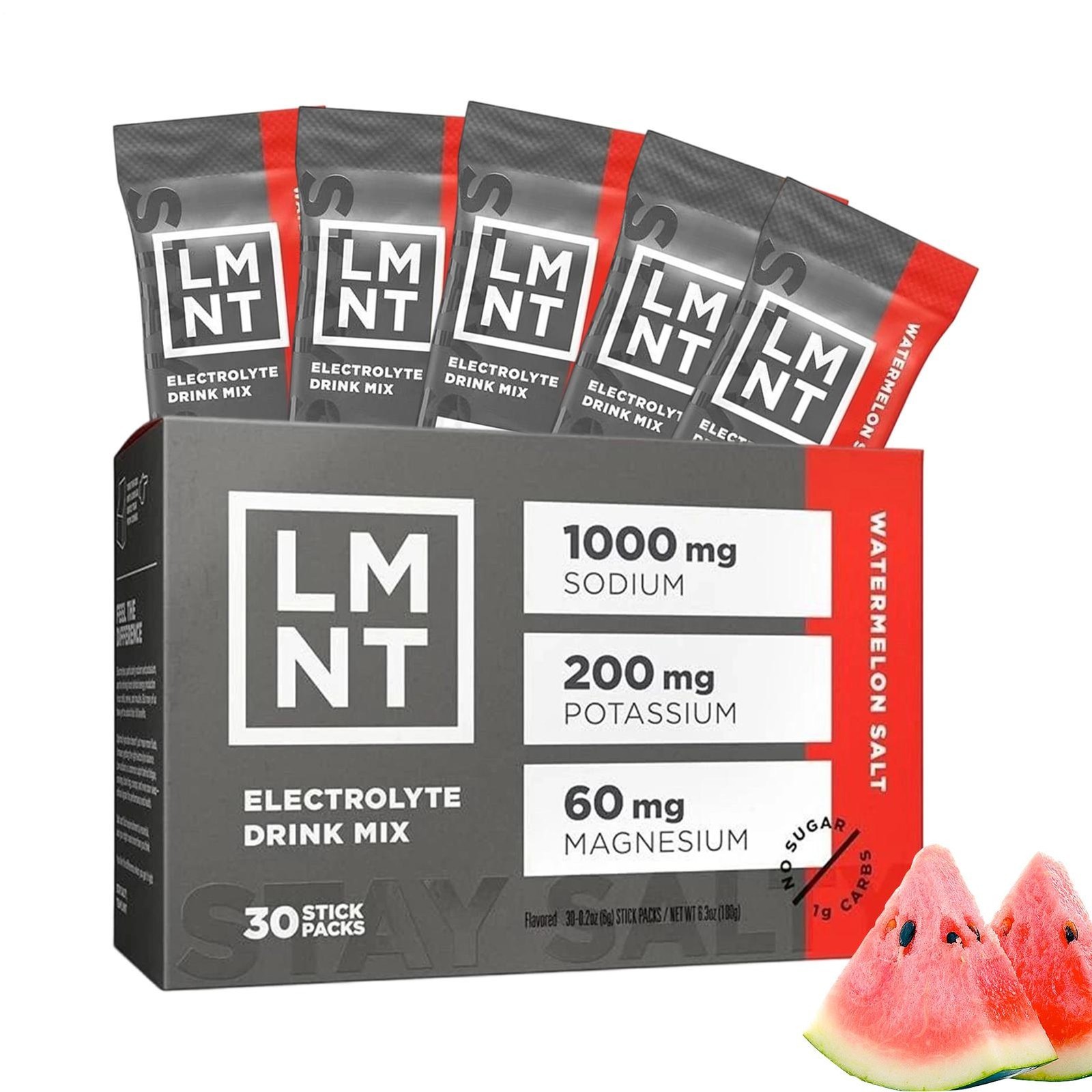 LMNT Zero Sugar Electrolyte Drink Mix Watermelon Salt 30 Packs Exp 02/2027