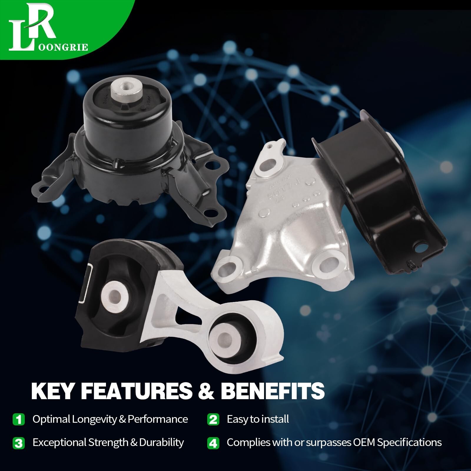Engine Motor and Transmission Mount Kit Compatible with HR-V 2016-2022 1.8L A…